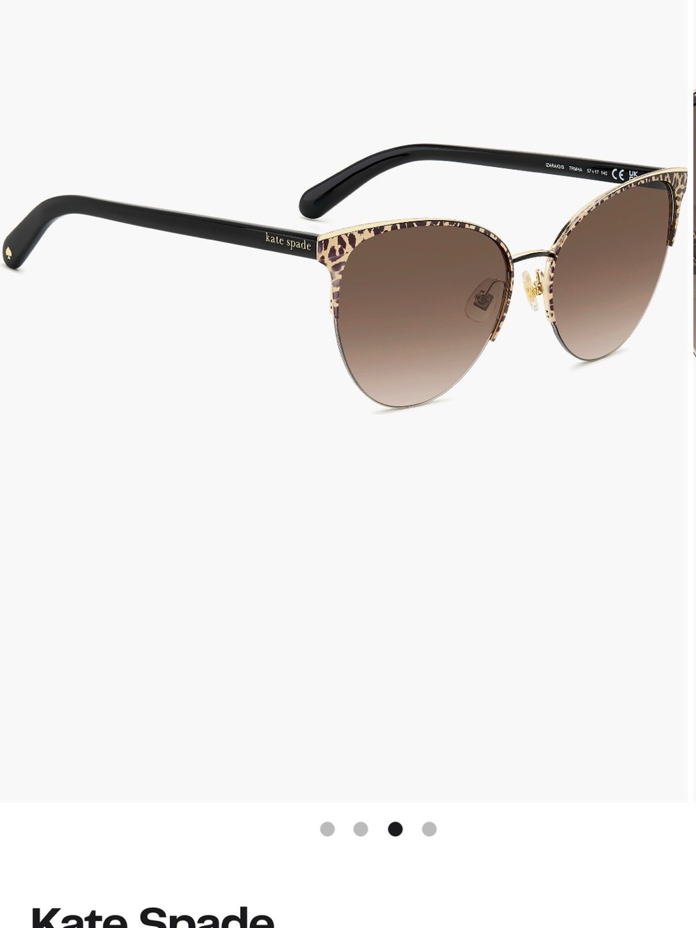 kate spade Izara Leopard-Trim Cat Eye Sunglasses in Black and Brown in case